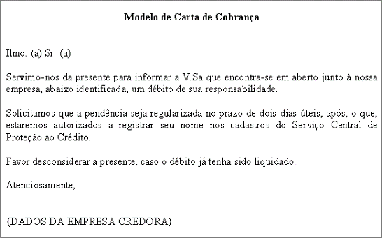 Carta De Notificação De Cobrança Modelos De Carta