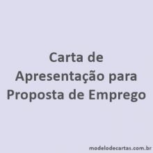 Apresentação para emprego – Modelos de Carta