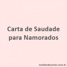 Carta de Saudade – Modelos de Carta