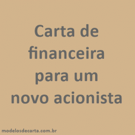 Novo acionista – Modelos de Carta